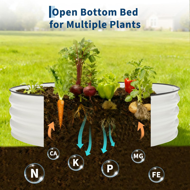 Metal Raised Garden Bed, White