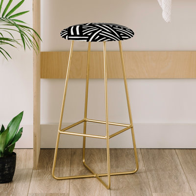 Upholstered Counter Stool with Metal Frame