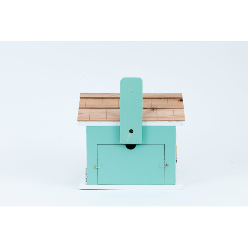 Pastel Green and Pink Wooden She Shed Birdhouse