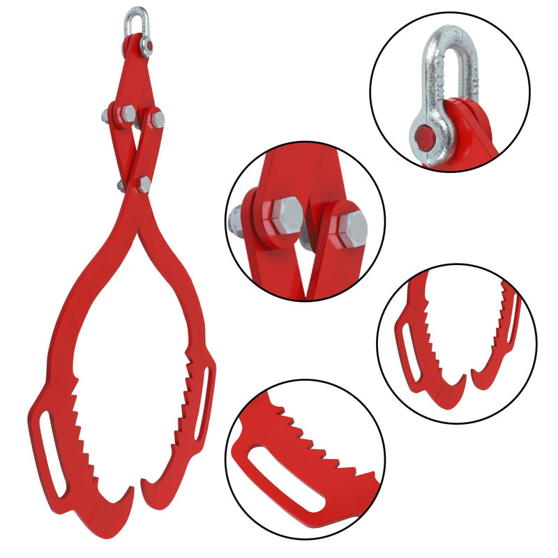 Heavy Duty Log Lifting Tongs - 2 Serrated Claw Hooks & Handles, 2200 lbs Steel Wood Skidding Grapple for Tractors, Trucks, Forestry Tool - Size: 18 inches