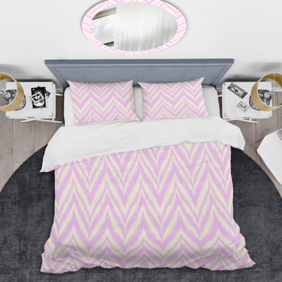 Chevron rose en zigzag - ensemble de housse de couette abstrait - microfibre de polyester