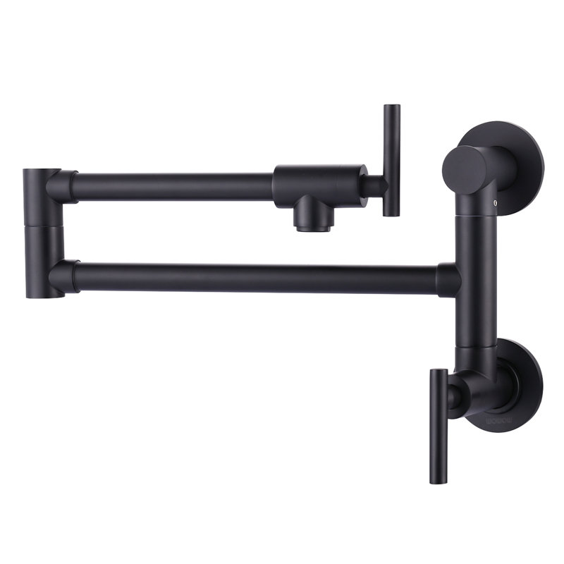 Robinet de cuisine à fixation murale à deux trous avec deux poignées ARCORA, Noir mat