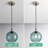 Modern Pendant Lights, Green Glass 7.9 in Adjustable Globe for Kitchen