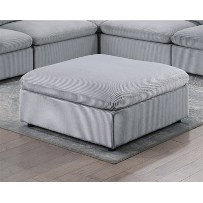 Repose-pieds contemporain en velours côtelé gris foncé avec repose-pieds 1 pièce