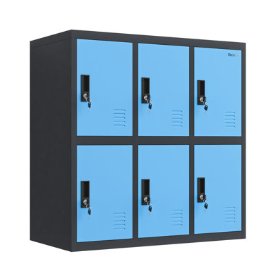 6 Door Blue Metal Locker Cabinet with key by 17 Stories