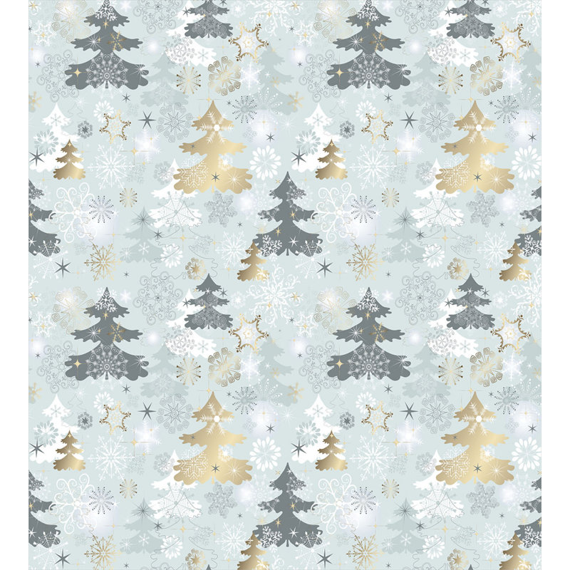 Retro Pine Tree and Snowflake Queen Duvet Cover Set