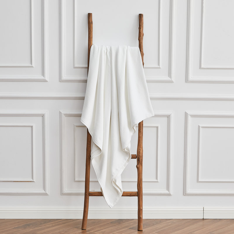 Couverture en coton rayonne de bambou Diamond, Blanc, Grand lit