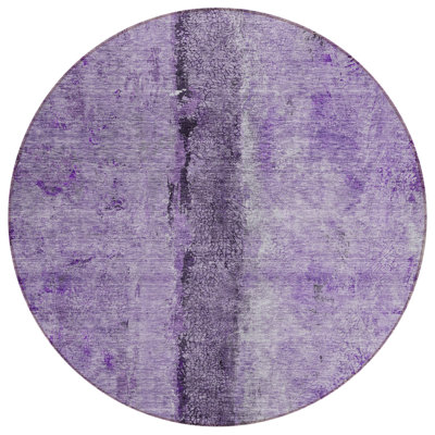 Tapis d'intérieur rond lavable abstrait mauve et lavande 8 pi