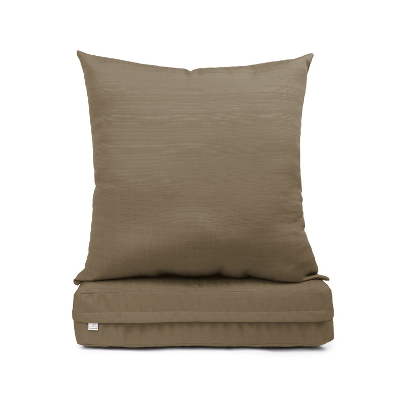 Seat Cushion With Zipper Closure And Separated Back Cushion, With White Polyester Padded Fill., Khaki