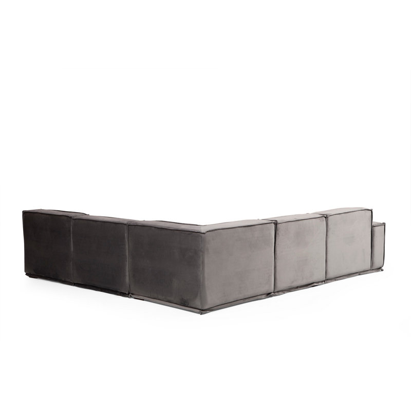 Luxurious Corner Sofa with Beech Wood Frame, 118.1 x 108.7 x 29.9 inches | 100% Polyester Fabric, Dry-Cleanable | Soft Grey Foam & Silicone Back Cushions | Includes 4 Throw Pillows | Elegant Design for Modern Living Rooms