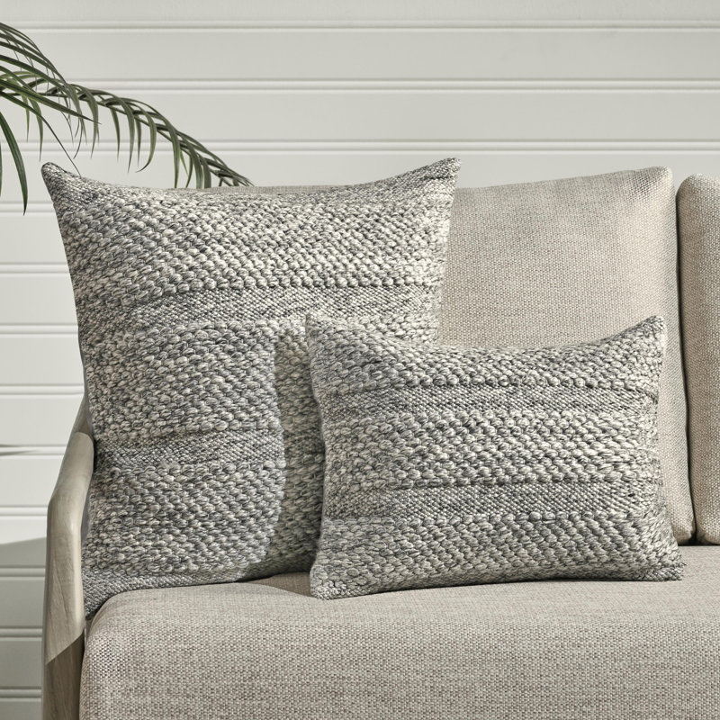 Ford 14"x20" Recycled Fabric Fabric Throw Pillow, Ivory, Gray , 24" x 24", Square