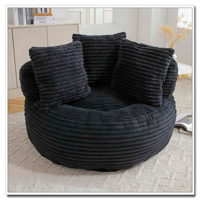 Grande chaise en velours côtelé avec bourre, Noir