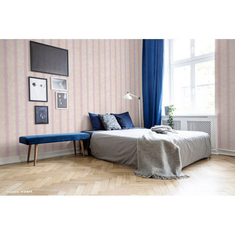 Dolphin Stripe 10m x 53cm Wallpaper Roll, Lilac