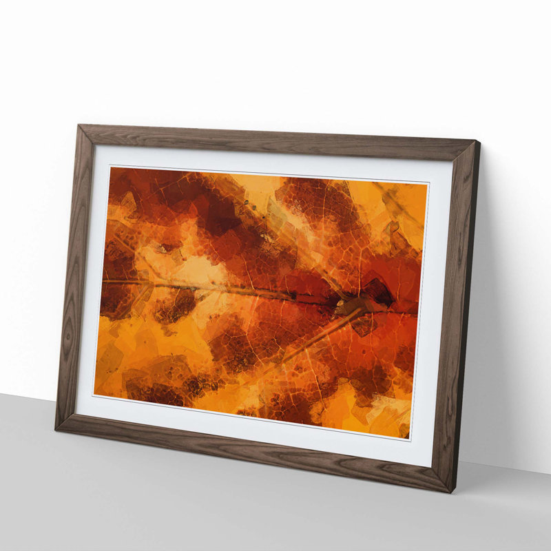 Leaf in the Autumn in Abstract - Picture Frame Graphic Art Print, 27cm H x 36cm W x 2cm D, Walnut Framed