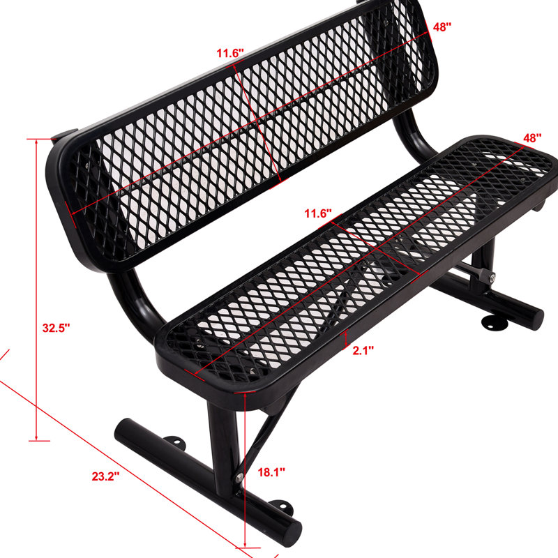 4 pi Banc en acier avec - pour terrasse, revêtement extérieur noir et terrasse