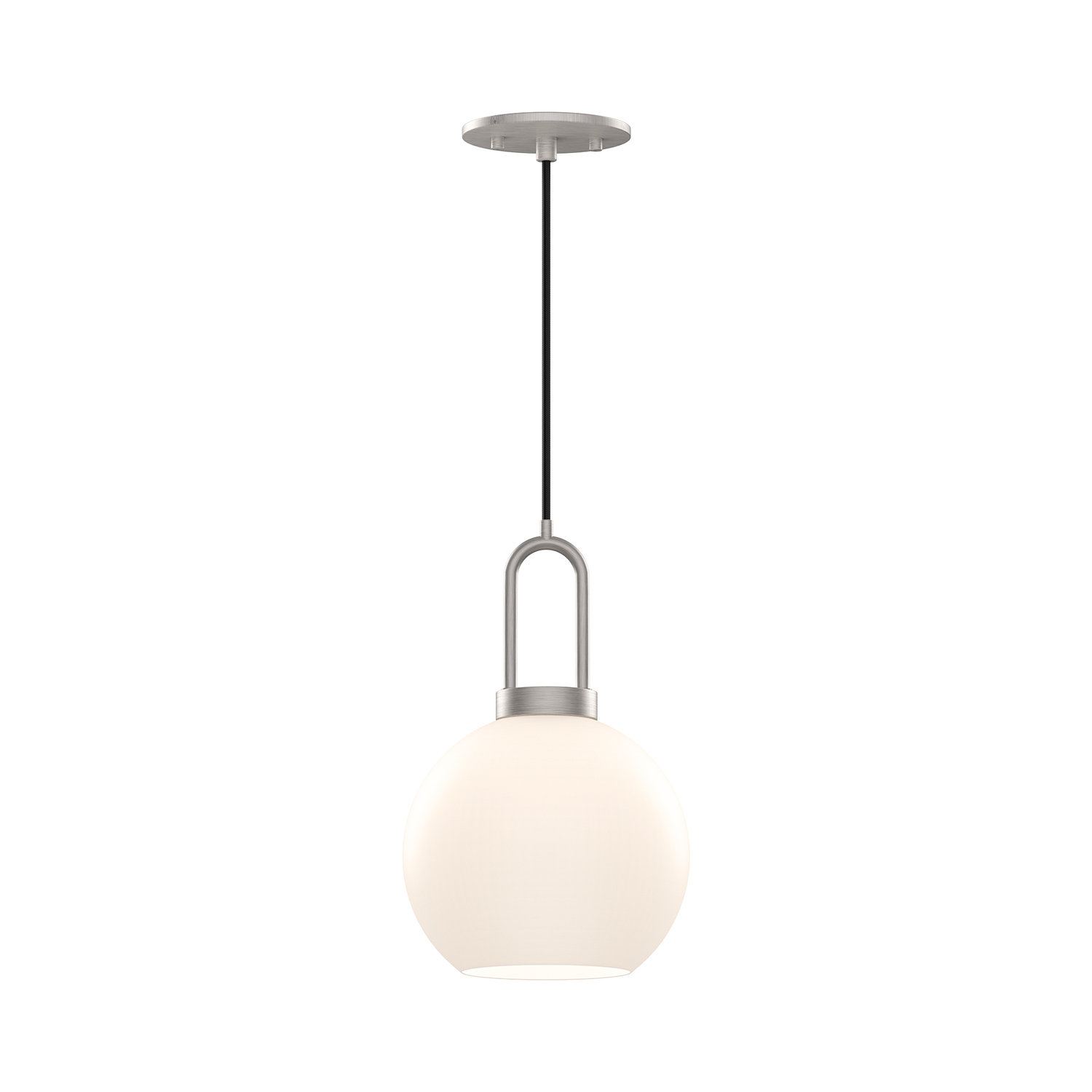 Shiloh Single Light Glass Pendant, 12.5"H x 7.875"W x 7.875"D, Opal, Brushed Nickel