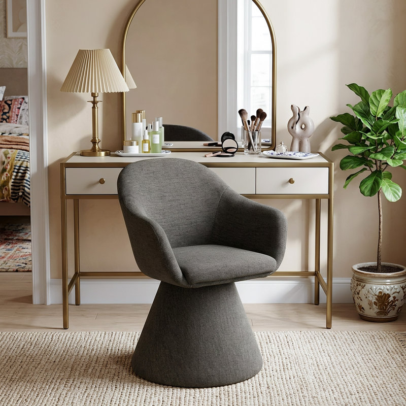 Upholstered Dining Chair, 47cm Seating Height, 1, Charcoal Grey