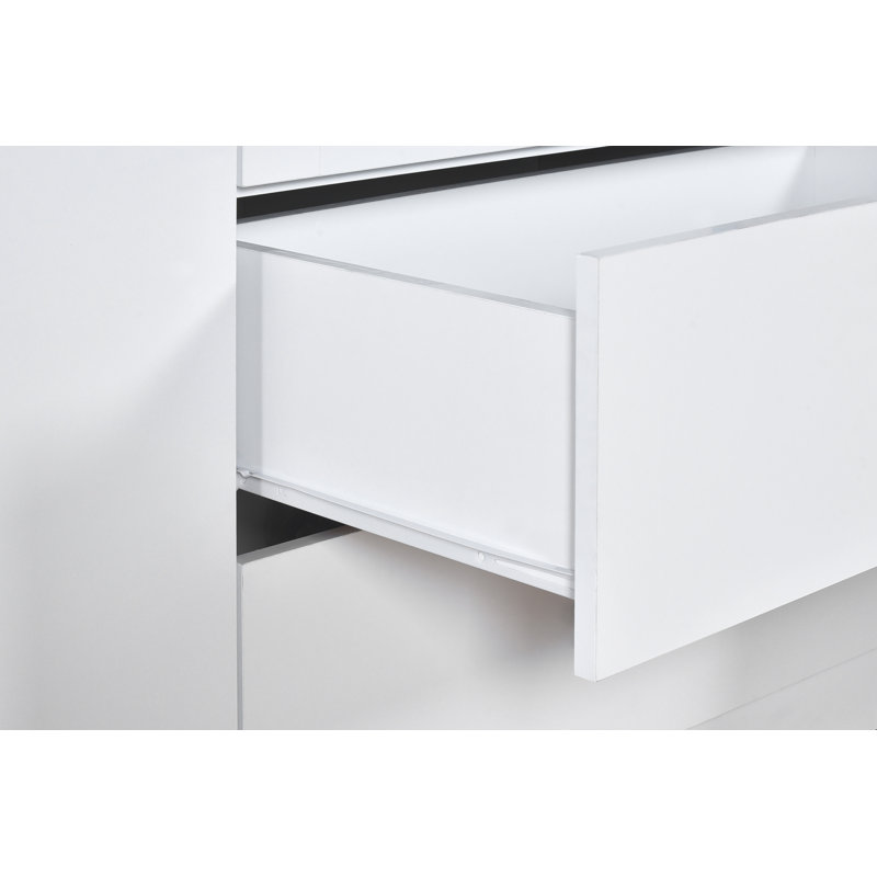 White 6 Door 2 Drawer Mirrored Wardrobe With Chrome Handles