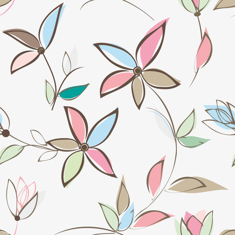 Hand Drawn Wallpaper Pre-Pasted Vinyl Floral