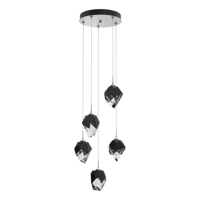 Chrysalis Cluster Geometric Pendant, Black, 12" - 130", Vintage Platinum