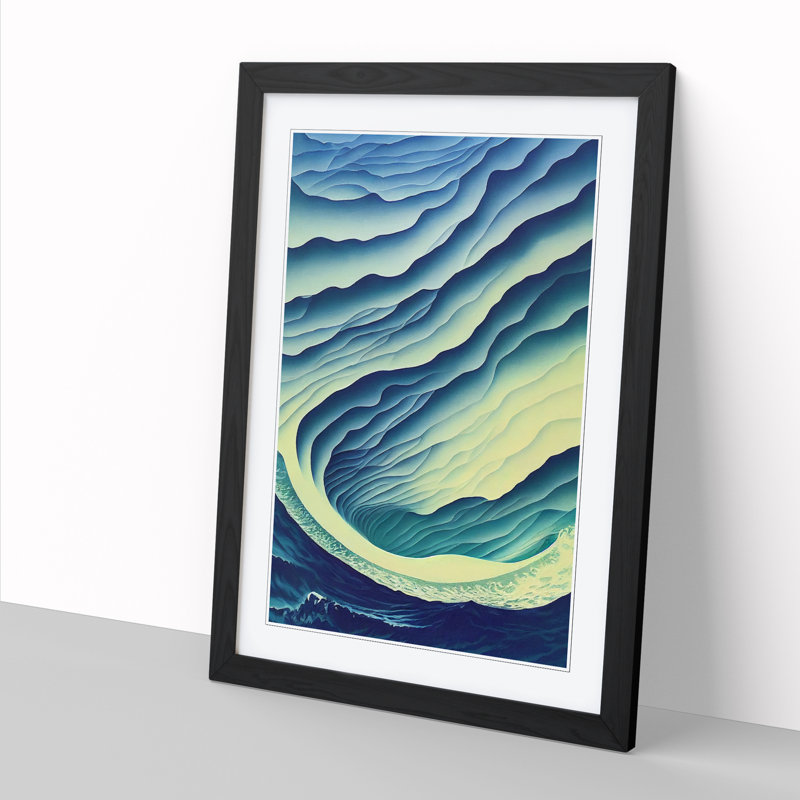 Ocean Sea Abstract Art Vol.2 - Picture Frame Print, Black, 64cm H x 46cm W