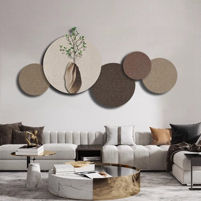 Modern Minimalist Led Sandstone Circular Mural For Living & Bedroom