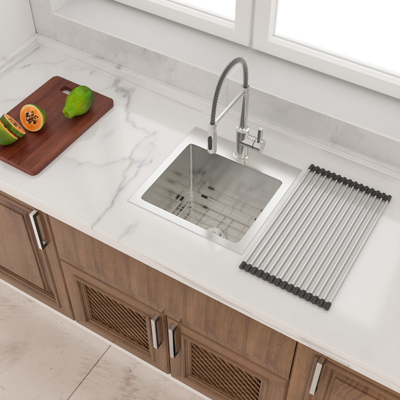 15" L x 15" W Drop-In Stainless Steel Bar Sink, 15" L x 15" W