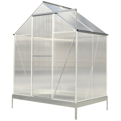 Serre en polycarbonate, ensemble de serre d'extérieur robuste en aluminium avec gouttière, évent et porte
