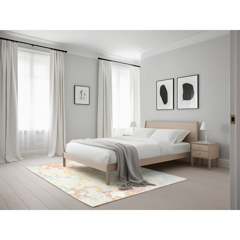 Surface beige contemporaine tapis, Rectangle 5 pi x 7 pi