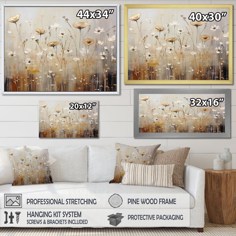 Scerene Wildflowers in Bloom - Wildflowers, reproduction d'art sur toile encadrée, H 24 po x l 32 po x P 1 po, Toile tendue