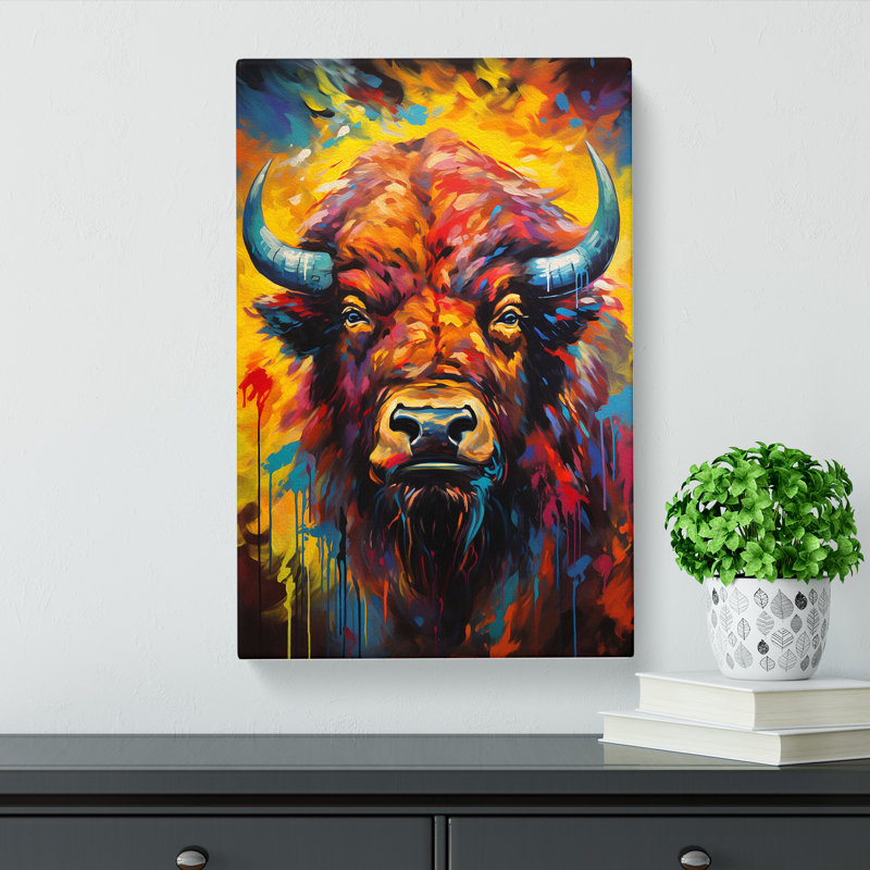 Buffalo Expressionism Art - Wrapped Canvas, 50cm H x 35cm W x 3cm D