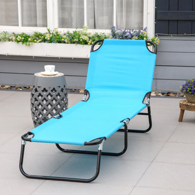 Chaise longue de jardin Yard - inclinable à 5 niveaux, structure en acier, bleu ciel pour l'extérieur dans le patio, plage pliante au soleil 5, plage de plaisir