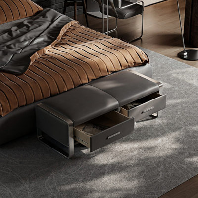 Banc de rangement rembourré en microfibre Esthen