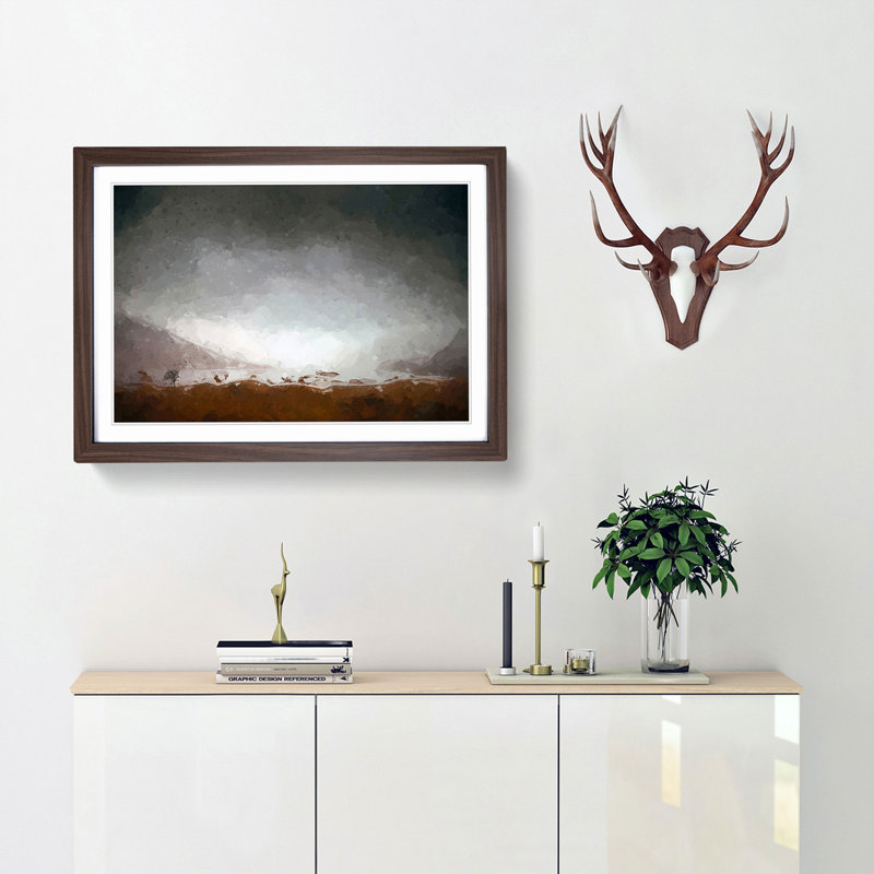 View of Stirling in Scotland in Abstract - Picture Frame Graphic Art Print, 40cm H x 60cm W x 2cm D, Walnut
