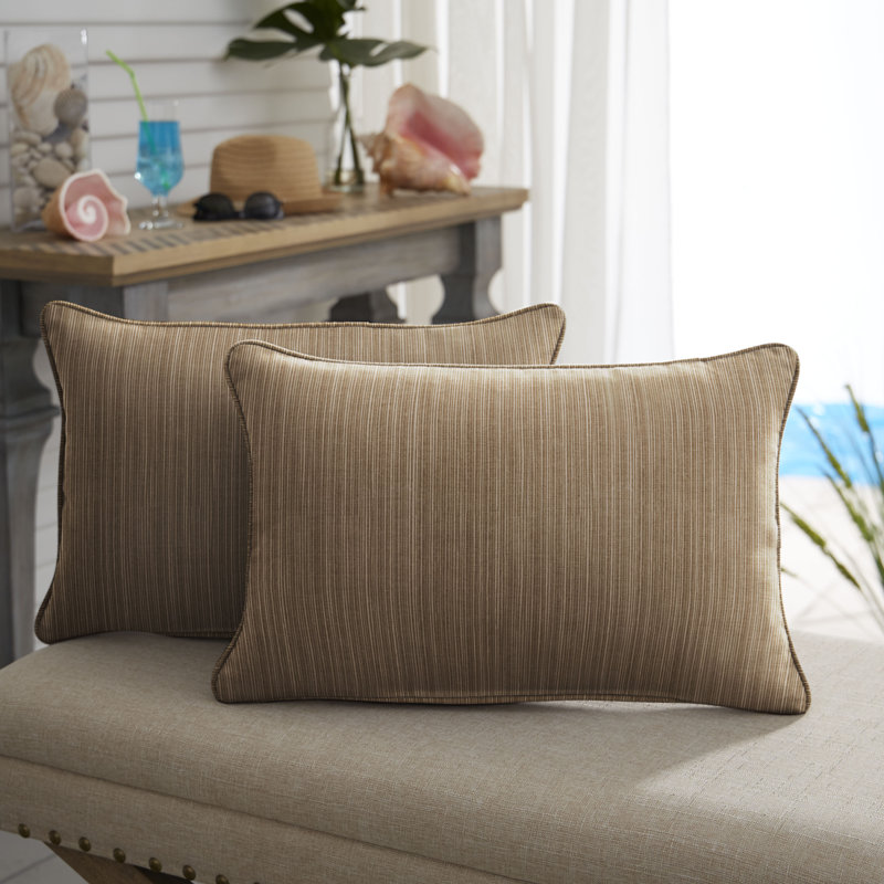 Alarise Striped Outdoor Reversible, Sand, 13" H x 20" W, Solid Color
