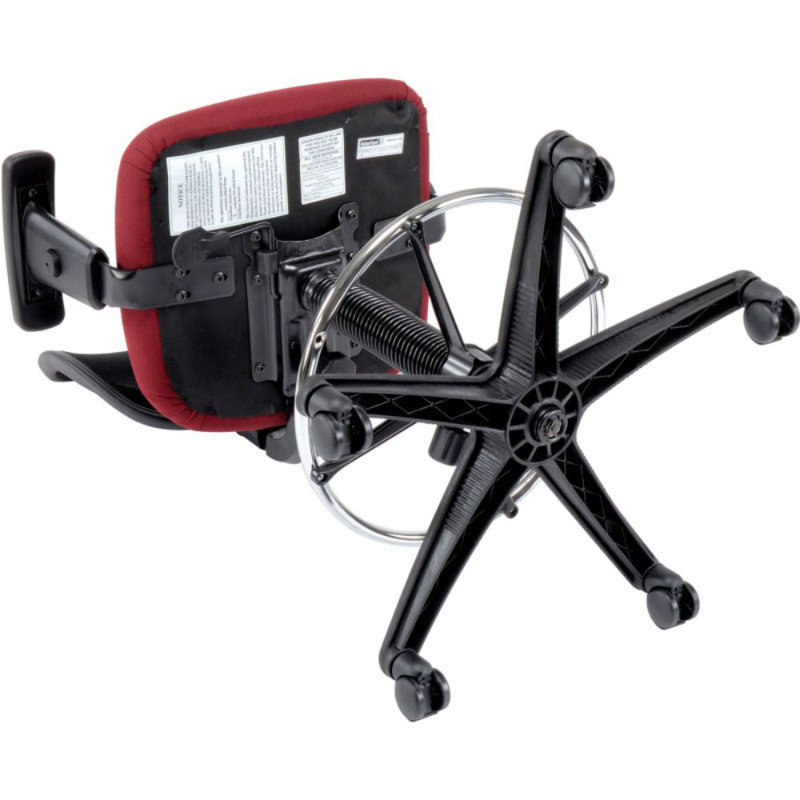 Red Adjustable Height Mesh Drafting Stool with Fabric Seat