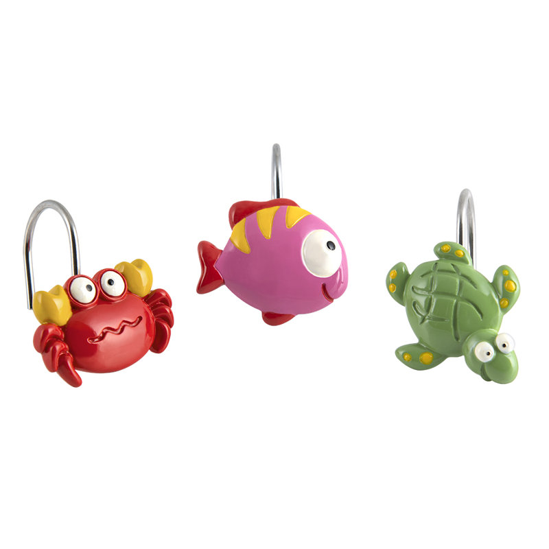 Multi Bright Resin Fish Tails Shower Hook Set