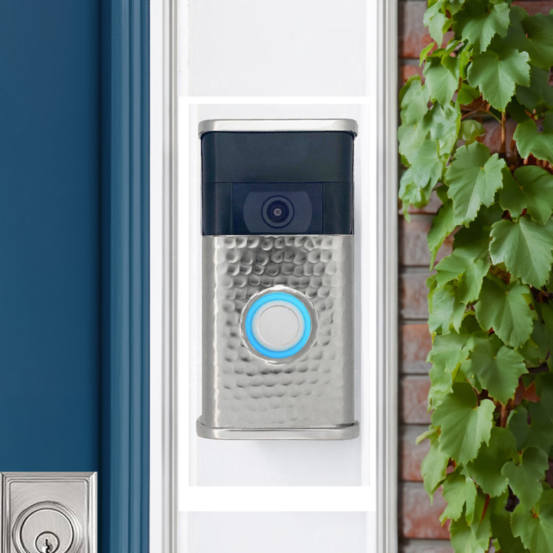 Housse de sonnette martelée pour vidéo (compatible avec Ring 2nd Gen), Nickel argenté