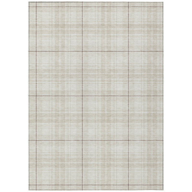 Tapis d'intérieur lavable à carreaux beige ivoire 3 pi x 5 pi, Rectangle 8' x 10'