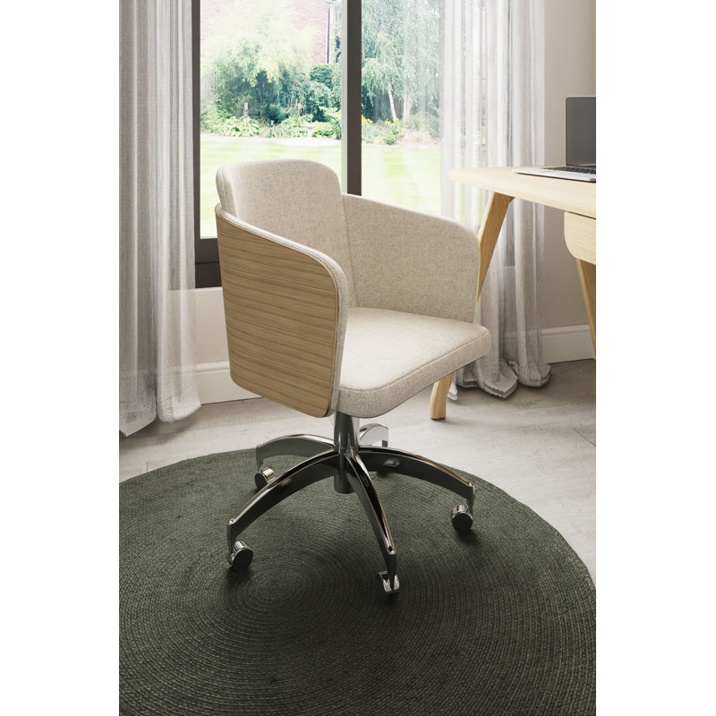 San Francisco Fabric Office chair, Beige Wood