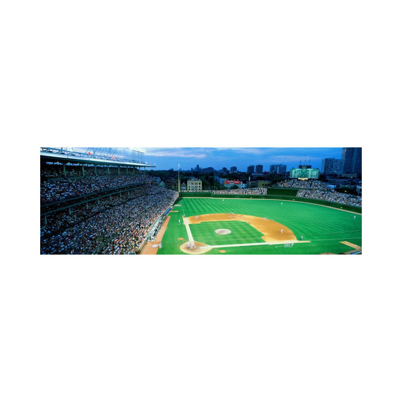 High Angle View Of Spectators In A Stadium, Wrigley Field, Chicago Cubs, Chicago, Illinois, USA - Wrapped Canvas Panoramic Print