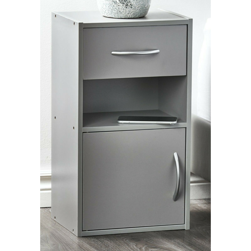 Baraa 30cm W Manufactured Wood Bedside Table, Individual, Grey