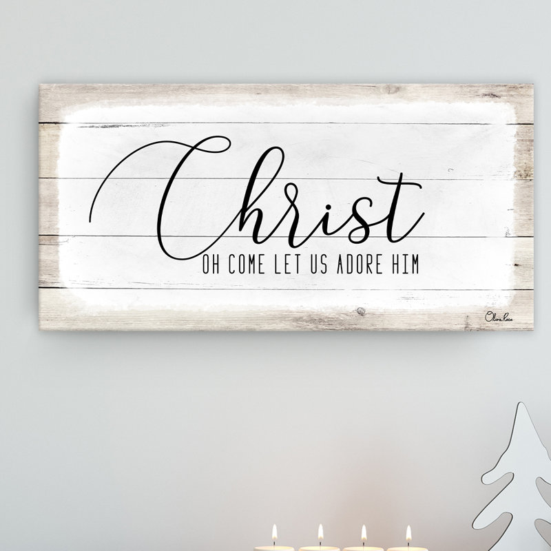 Reproduction d’art textuel « Christ » par Olivia rose sur toile tendue, H 12 po x l 24 po x P 1,5 po
