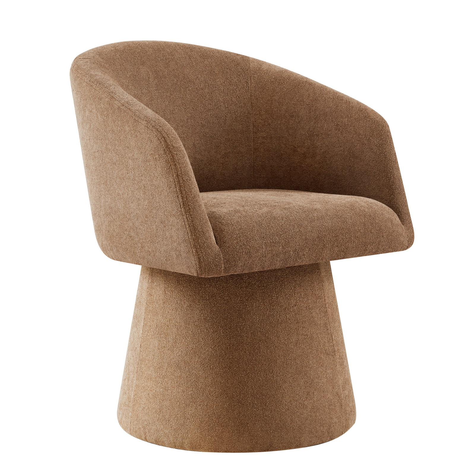 Kyo Swivel Linen Dining Armchair, Elite Camel
