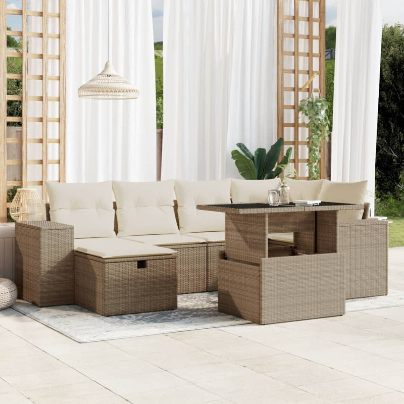 Ensemble de canapé de jardin Vidaxl beige, blanc crème
