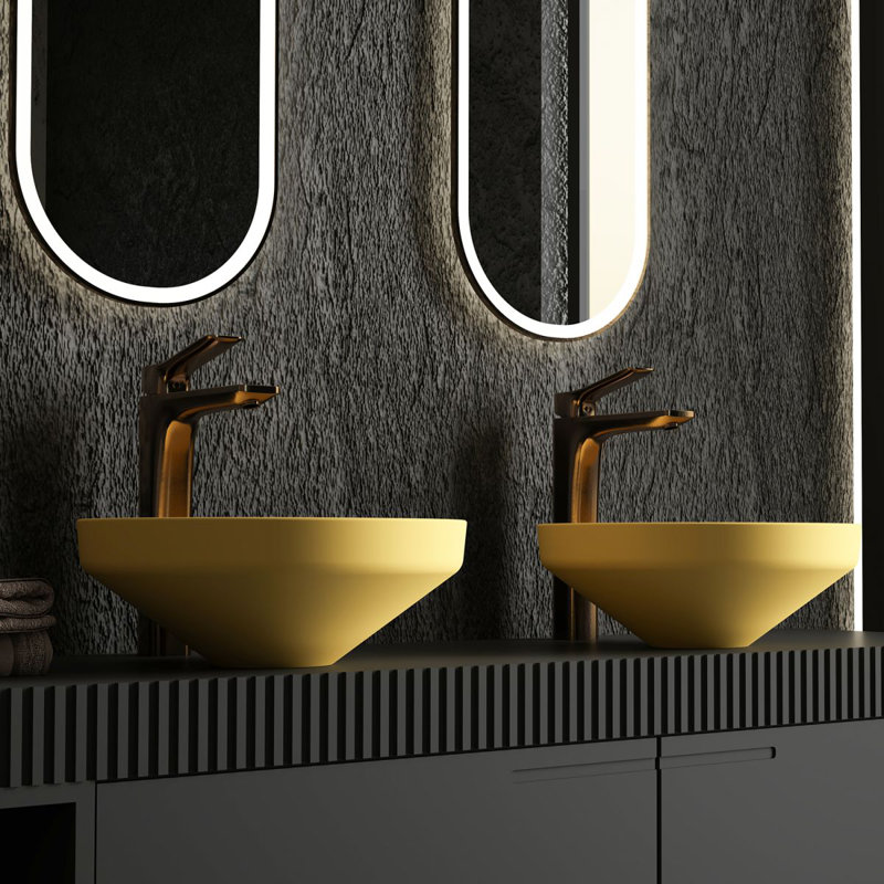 Fly 15.7" Vessel Bathroom Sink, Matte Yellow