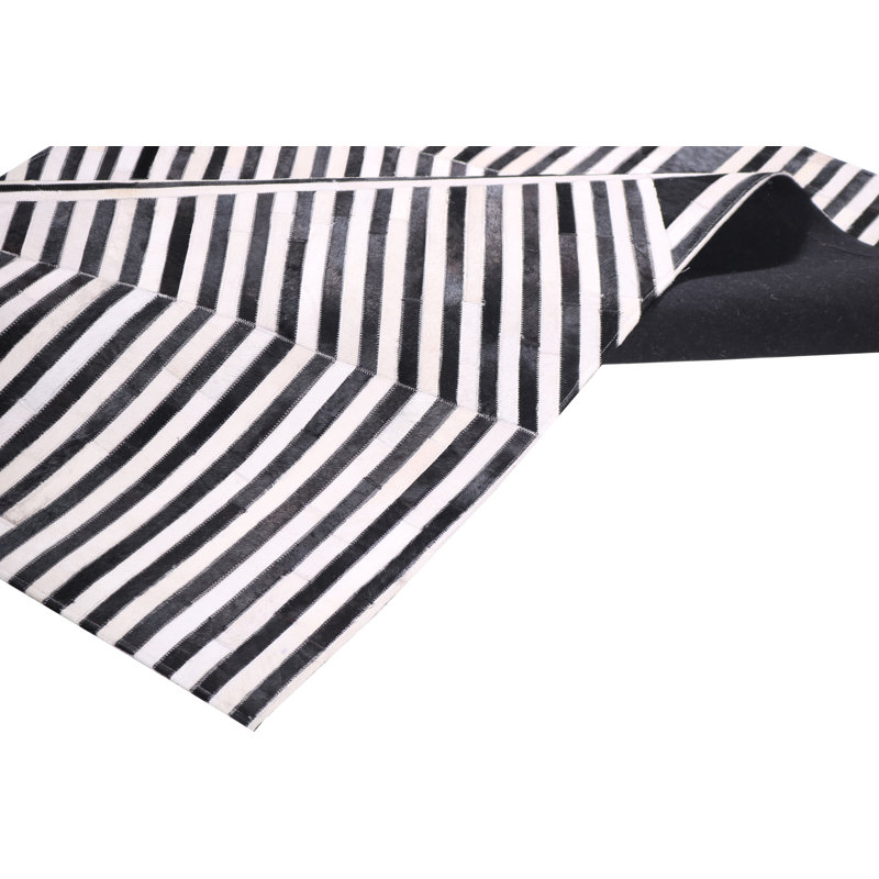 Tapis géométrique rectangulaire noir et blanc Patchwork - PCH355, Rectangle 5 pi x 7 pi