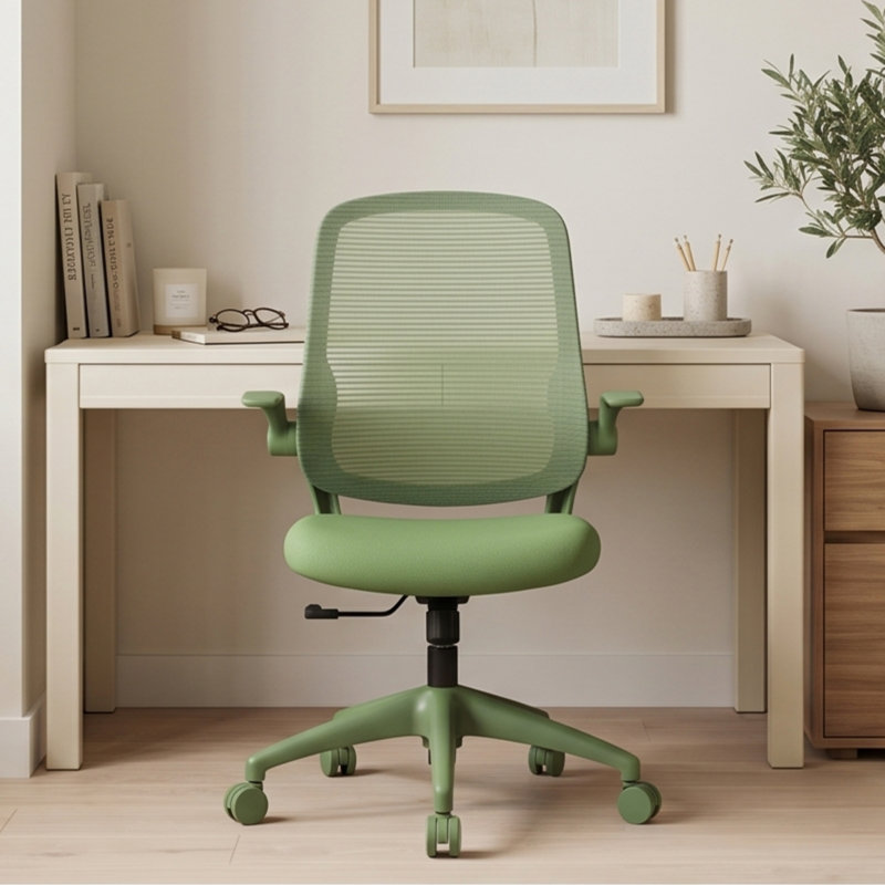 Ergonomic Mesh Office Chair - Green, 500lbs Capacity, Flip-Up Armrests, Height Adjustable, Breathable Back, Green, Green
