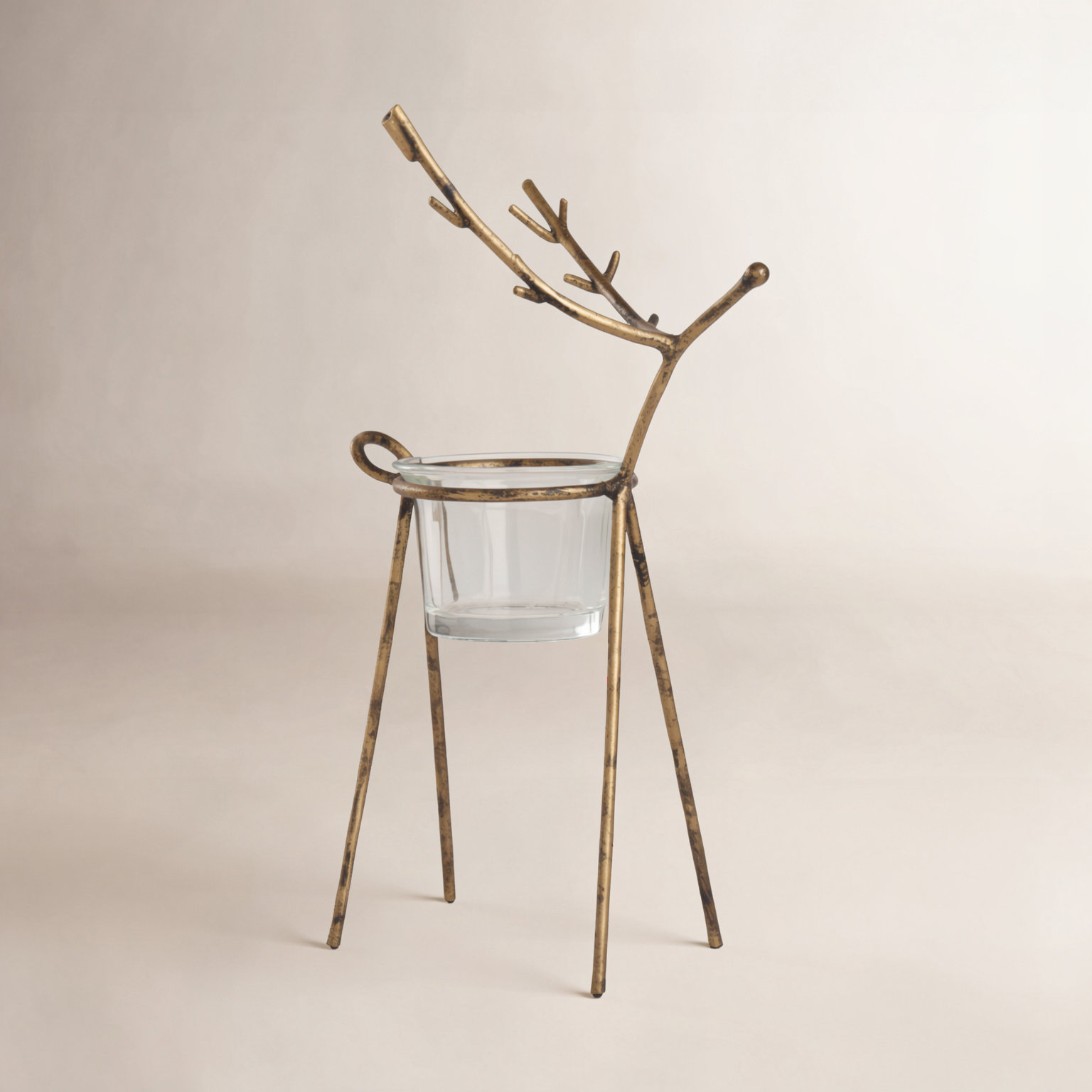 Tealight Holder, Gold, 4.92" H x 8.27" W x 3.74" D