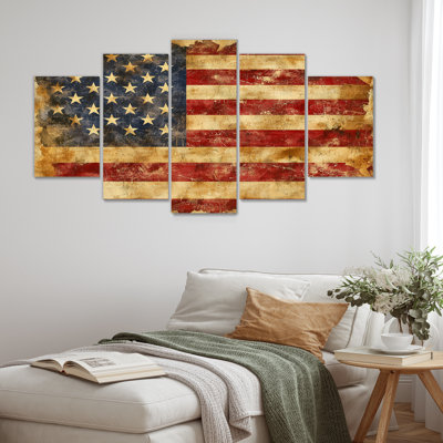 Le drapeau de la Constitution des États-Unis. III - USA Patriotist Wall Art - ensemble de 5 décorations murales modernes